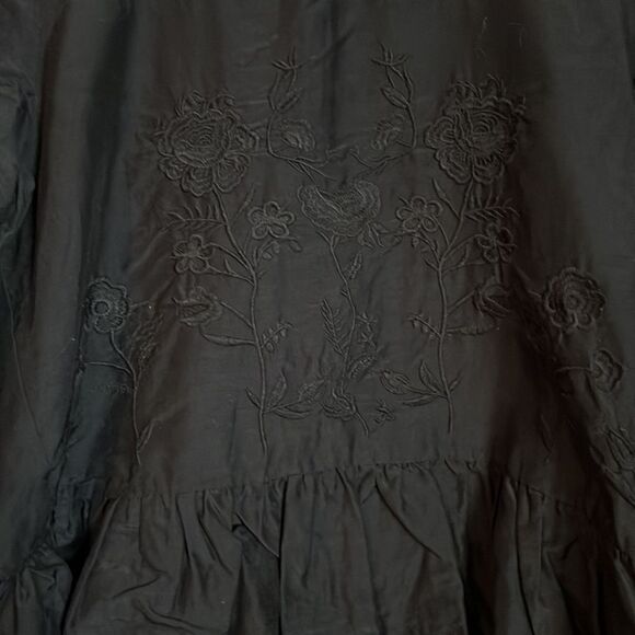Zara silk blend black embroidered blouse - Picture 10 of 11